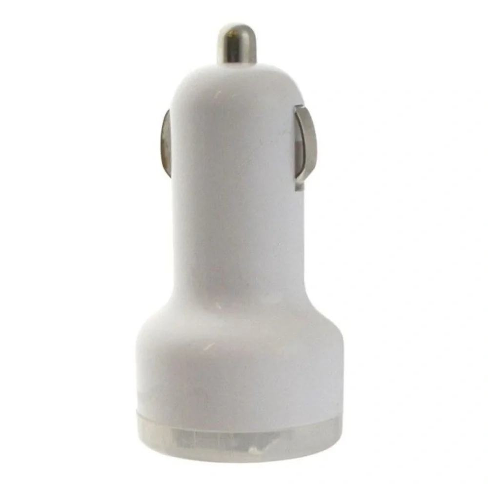 White Dual USB Universal Adapter Car Charger